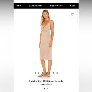 superdown Sabrina Knit Midi Dress in Nude in XS